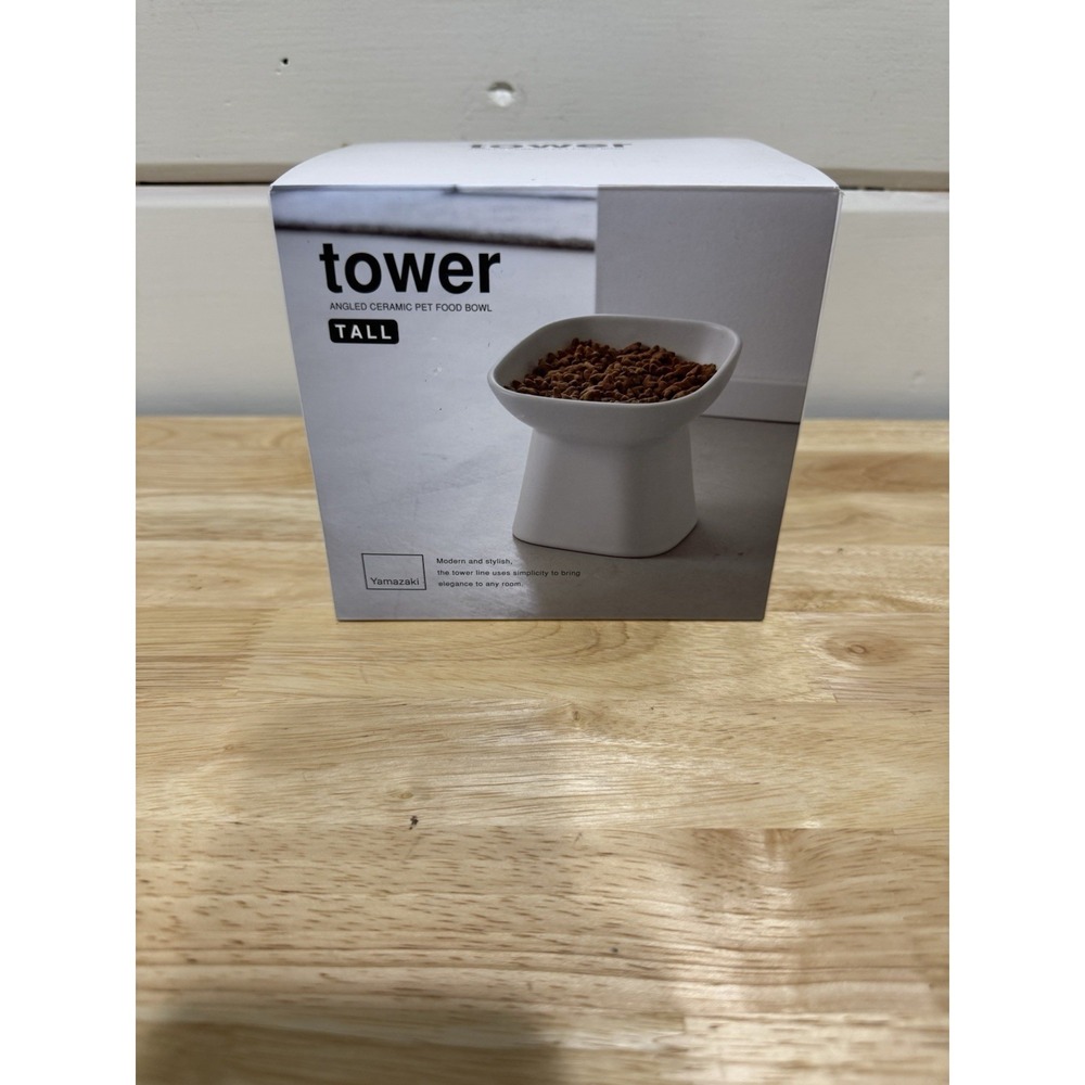 Tower Angle Tilted Pet Food Bowl Cat